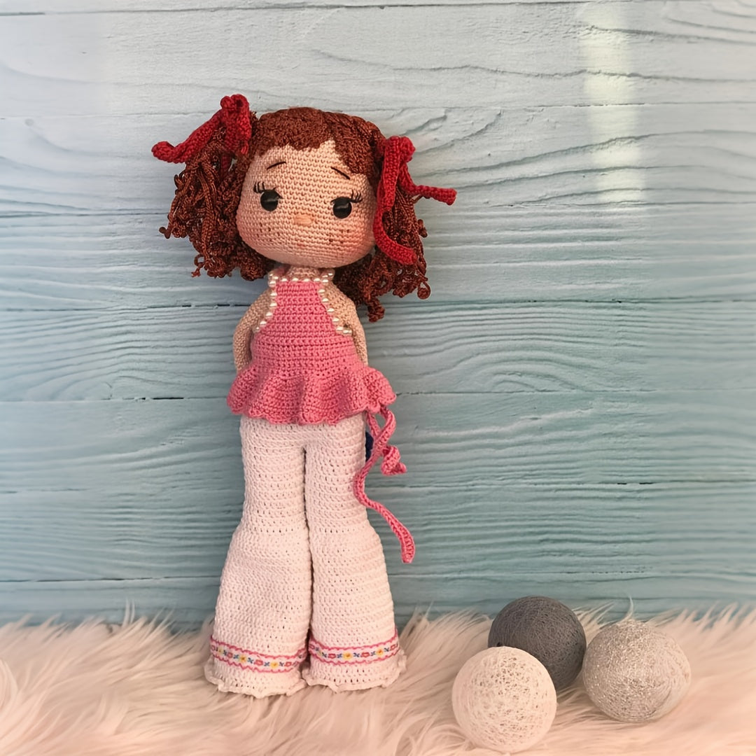 Straw Hat Girl Crochet Kit,Crochet Kit for Adults, girl DIY Woven Kit,Cute and Fun Home Decor Ornaments,Suitable for birthday Valentine's Day holiday gifts,It's a gift for family members,Partner,The best product from my friend-Non-Finished Product