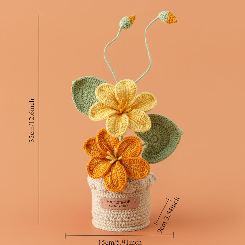 New Handmade Woven Mother's Day Father's Day Graduation Season Home Decoration Flower Full Moon Round Potted Plant Ornament
