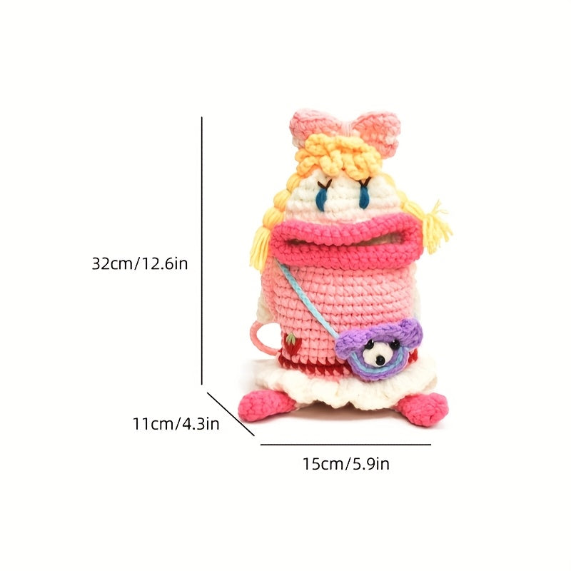1PC,Handmade Crochet Bag Finished Product Quirky Girl Bag,Cute Sausage Mouth Knitted Bag,Unique Gifts,Women's Crossbody Bag for Mobile Phone,Creative Finished Yarn Shoulder Bag-No Lining