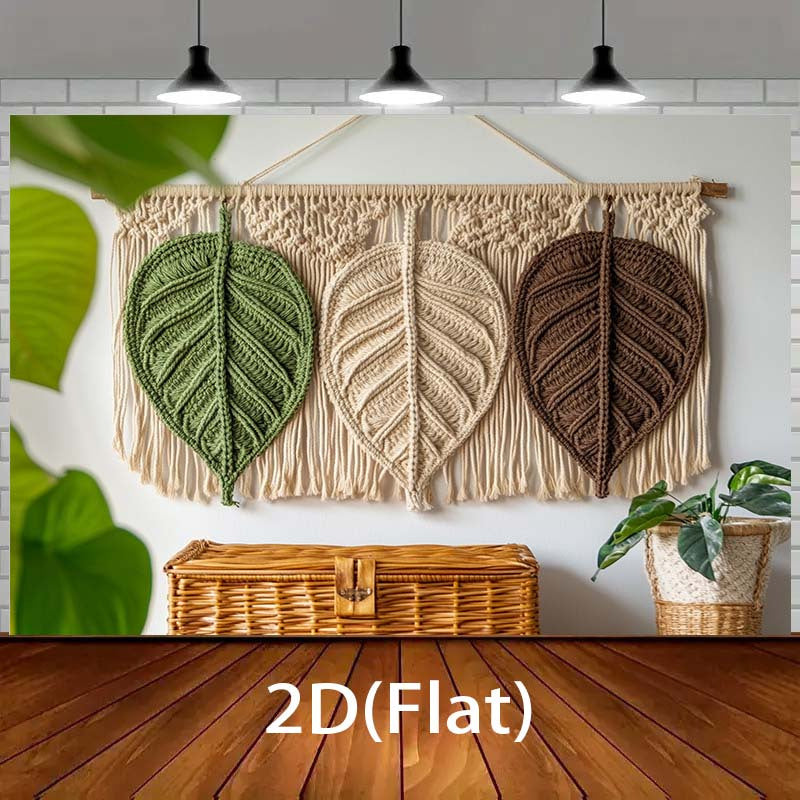 1pc Country Leaf MacLamy Wall Hanging - green、Beige、Brown woven design,Used for home decoration - Perfect for party backgrounds、Birthdays and Outdoor Celebrations - Craftsman Materials,No Electricity Required,McLamy Wall Mount