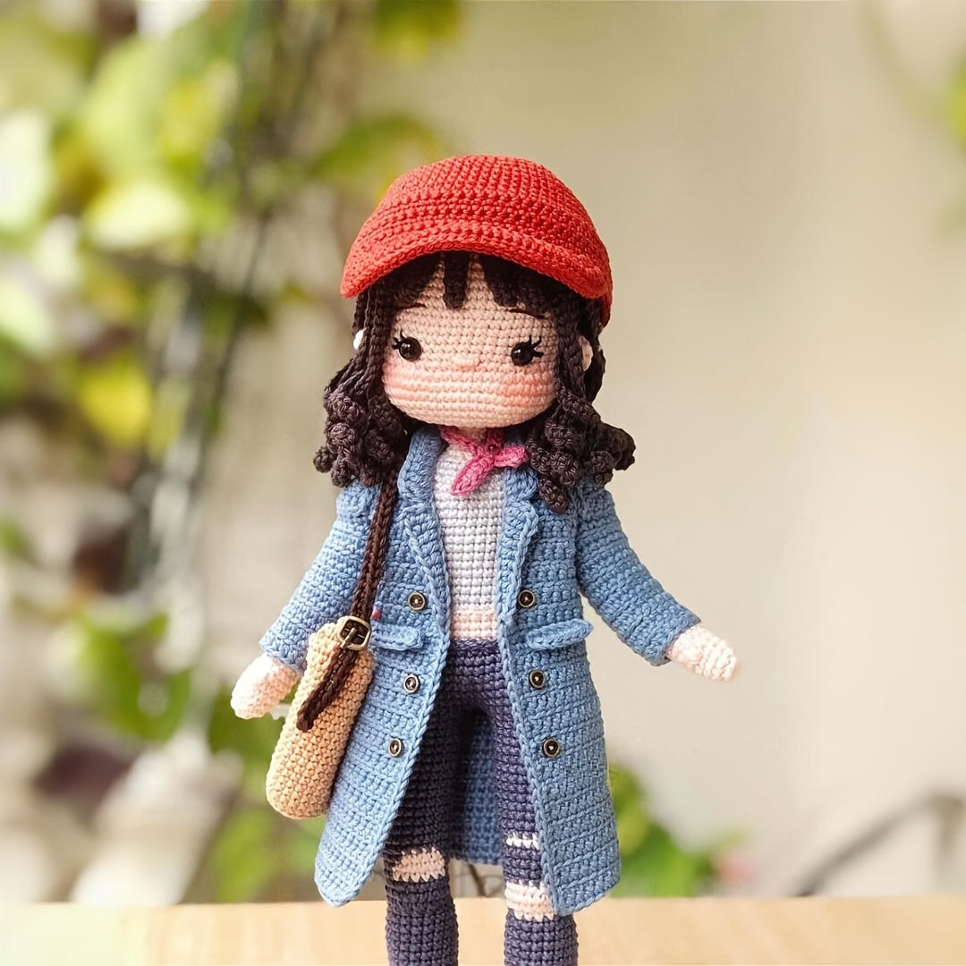 1pc/set, crochet material pack suitable for beginners, windbreaker coat girl, cool girl knitting kit with step-by-step video tutorials, a DIY knitting kit, cute and interesting spring and summer home decoration items, suitable for schoolbag pendants, indo