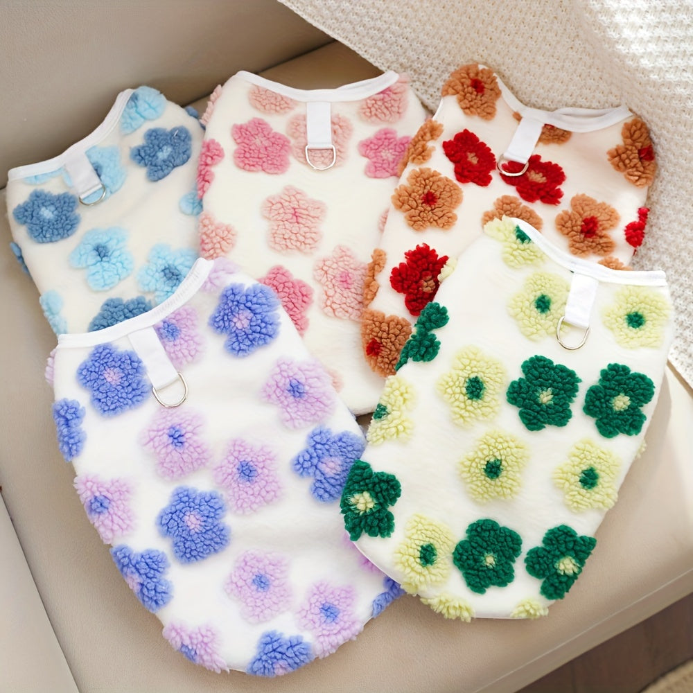 plaid Floral Fuzzy Double Layer Pet Vest,Suitable for Small to Extra Small Size Dogs and Cats - Keep Warm、Non-waterproof Autumn and Winter Clothing,With snap button,green/purple、Blue/Pink、Brown/Orange Optional,Pet Winter Clothing|Fashion Pet Clothing|Snap