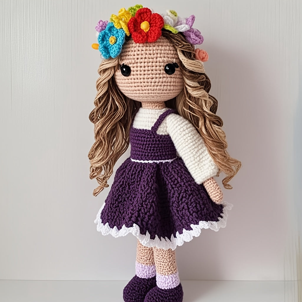 1Princess Beginner Crochet Kit,Crochet Kit for Adults,With Step-by-Step Textual Tutorial,Girl in Purple Dress DIY Adult Crafts,Birthday and holiday gifts,Cute and Fun Modern Home Decor Ornaments