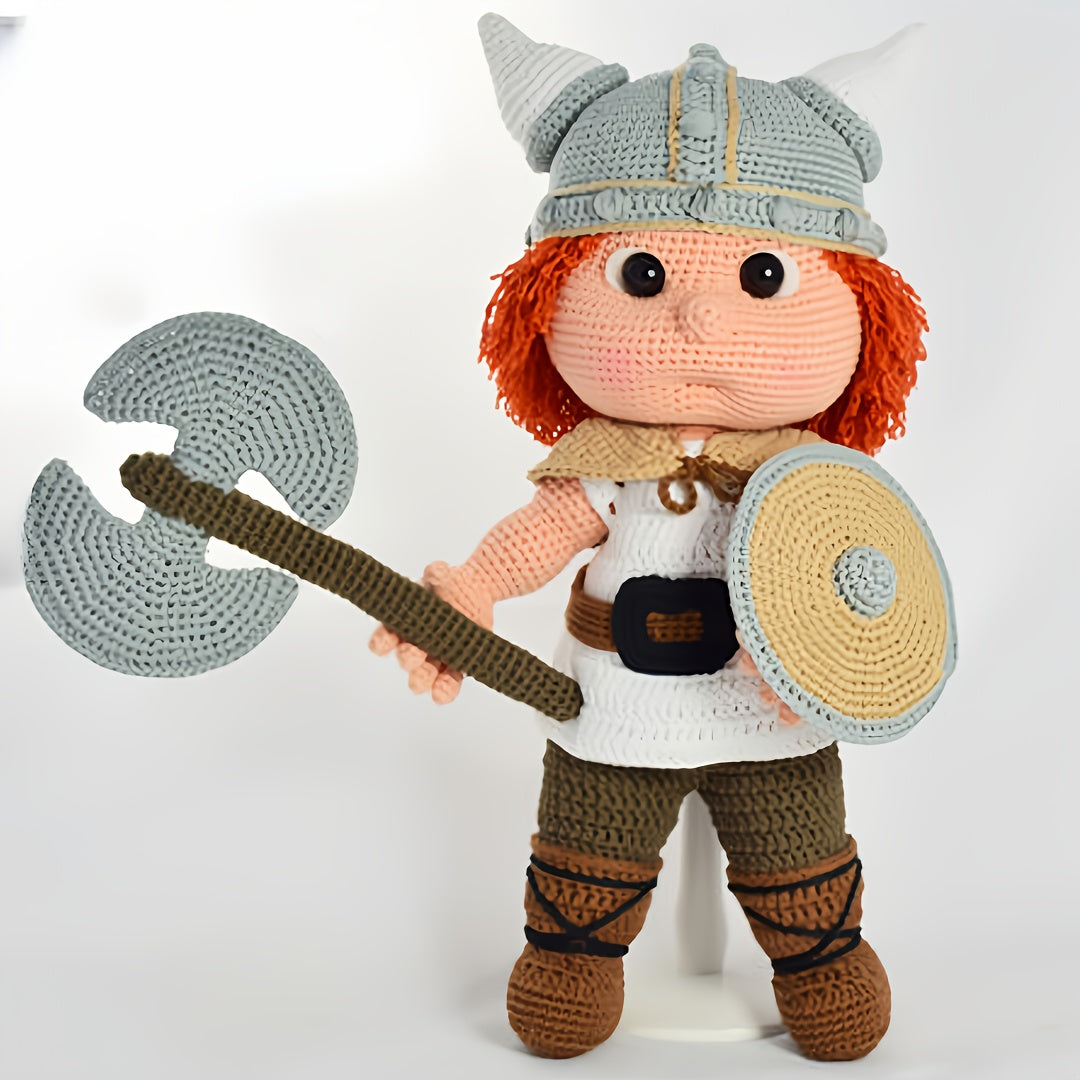 1Crochet Hook Needle Boy with Axe,Includes complete weaving kit、High-quality yarn、Manual and English Video Tutorial。Suitable for Families、Friends、Couple,Makes a perfect gift for all occasions