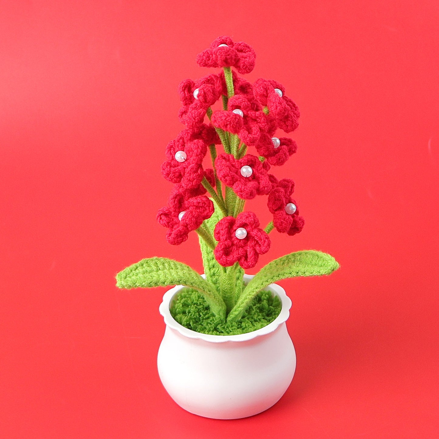 Handmade Crochet Forget-Me-Not Potted Plant、Fabric Starry Sky Artificial Flowers、Reunion Decoration、No Power Or Battery Required,Christmas、Birthday、Ideal choice for party gifts