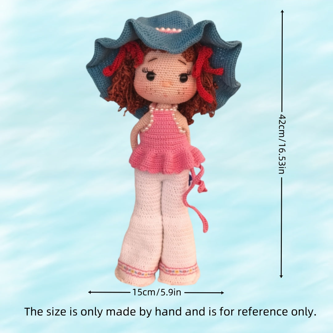 Straw Hat Girl Crochet Kit,Crochet Kit for Adults, girl DIY Woven Kit,Cute and Fun Home Decor Ornaments,Suitable for birthday Valentine's Day holiday gifts,It's a gift for family members,Partner,The best product from my friend-Non-Finished Product