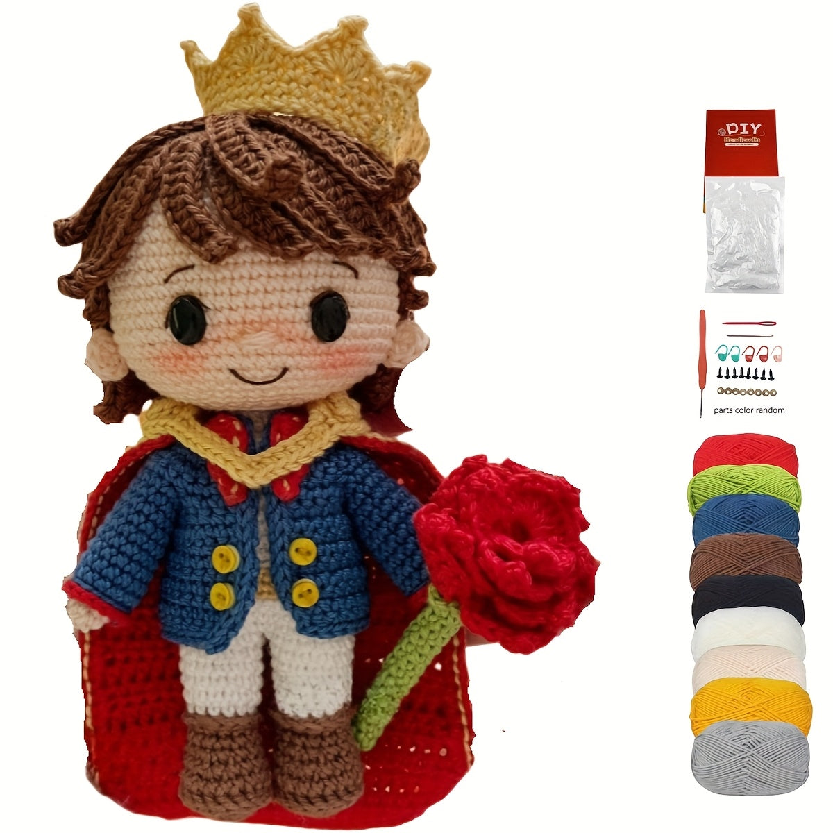 Beginner Boy Crochet Kit - One-piece Complete Crochet Kit,Including yarn、Hook、Pattern and English Manual Tutorial - Four Seasons DIY Handmade Toy Making Kit