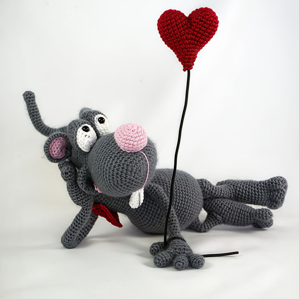 1Crochet Kit for White Mouse DIY Material Set - Crochet Enthusiast's Amigurumi Crochet Kit - Handmade DIY Mouse Pattern Crochet Kit - Adults Only - Includes complete instruction manual - A Must-Have Crochet Kit for Handicraft Enthusiasts - Crochet Kit for
