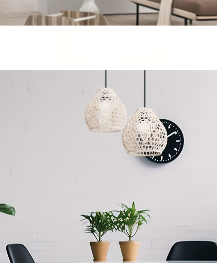 Bohemian Style Woven Pendant Lamp Shade Handwoven Indoor Decorative Lighting Living Room Homestay Hotel Bar Counter Creative Decorative Lighting
