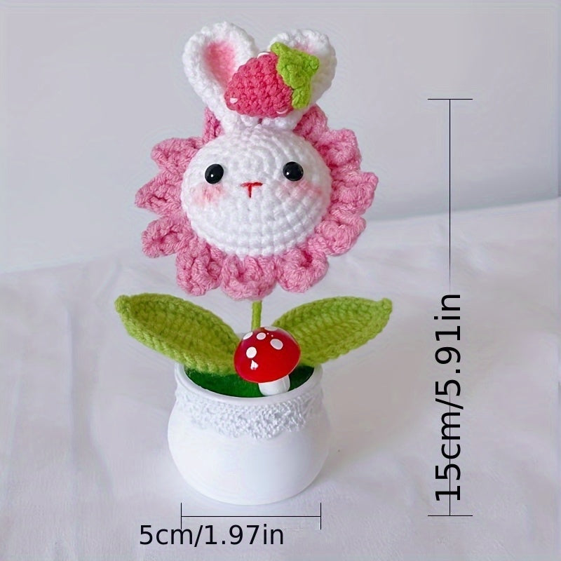 Handmade Crochet Rabbit Flower Pot - Charming home decor,Perfect choice for Valentine's Day and Mother's Day,An ideal gift for friends and besties