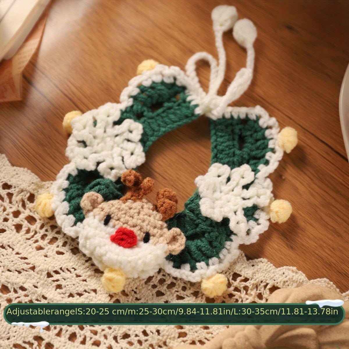Christmas Cat Scarf,Knitted Pet Collar,Holiday Cat Hat,Medium-sized dog,Cotton Fabric,Seasonal Winter Pet Accessories,With Rope Closure System