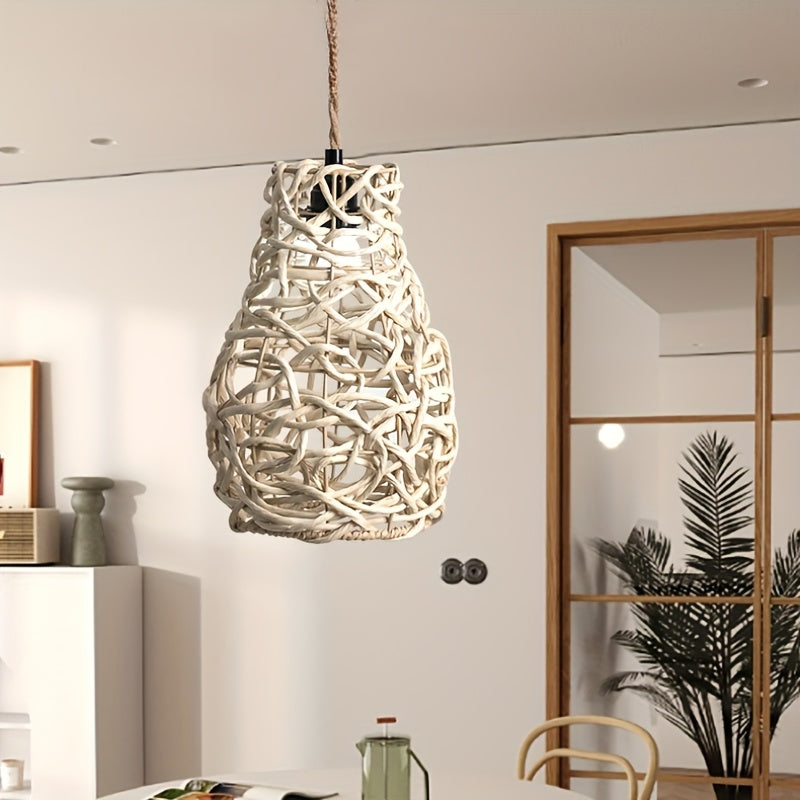 Handmade Paper Rope Lampshade,Elegant Woven Pendant Lamp Shade,Suitable for floor lamps、Table Lamp、Chandelier Wall Lighting Replacement Decoration - No Electricity Required,Home Decoration