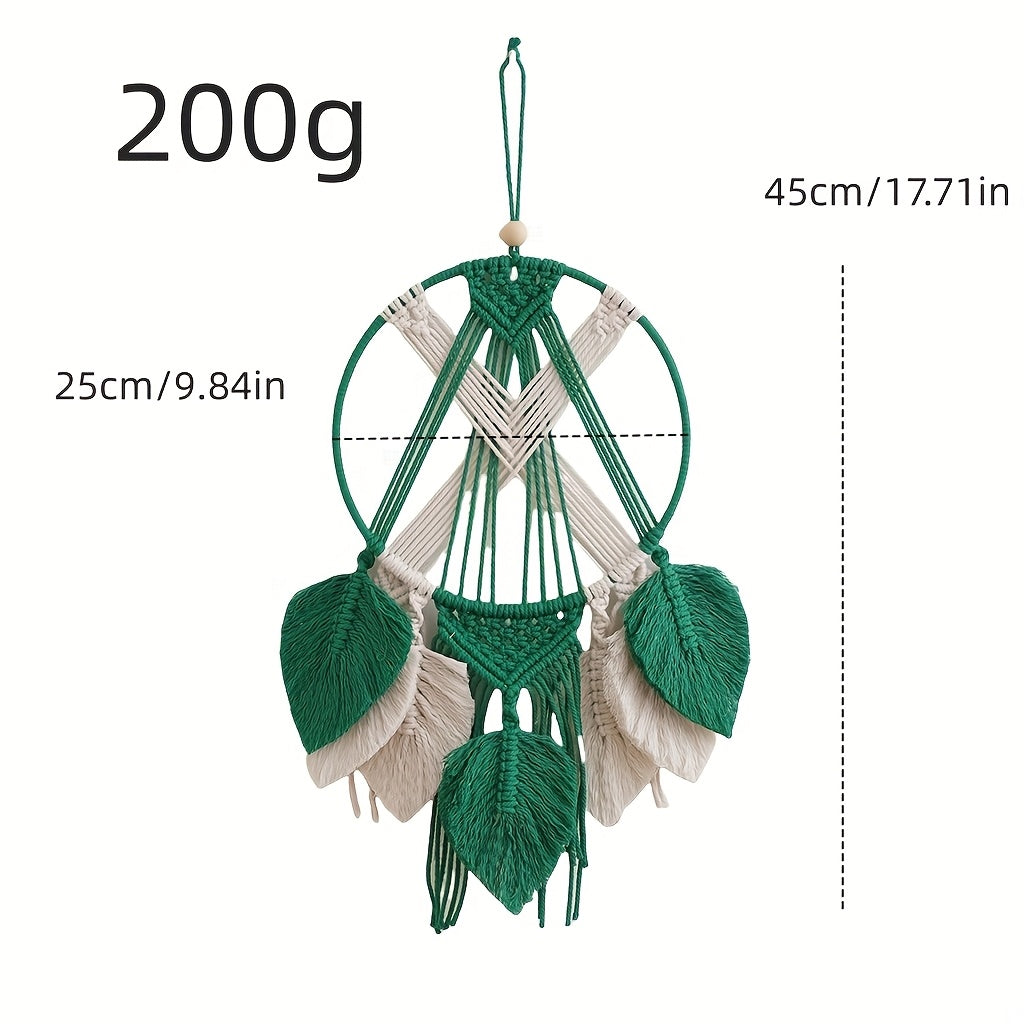 Bohemian Style Rope Wall Hanging Nordic Style Handwoven Hanging Decoration Cotton Rope+Wooden Bead Decorative Hanging Suitable for Bedroom Living Room Hallway Wall