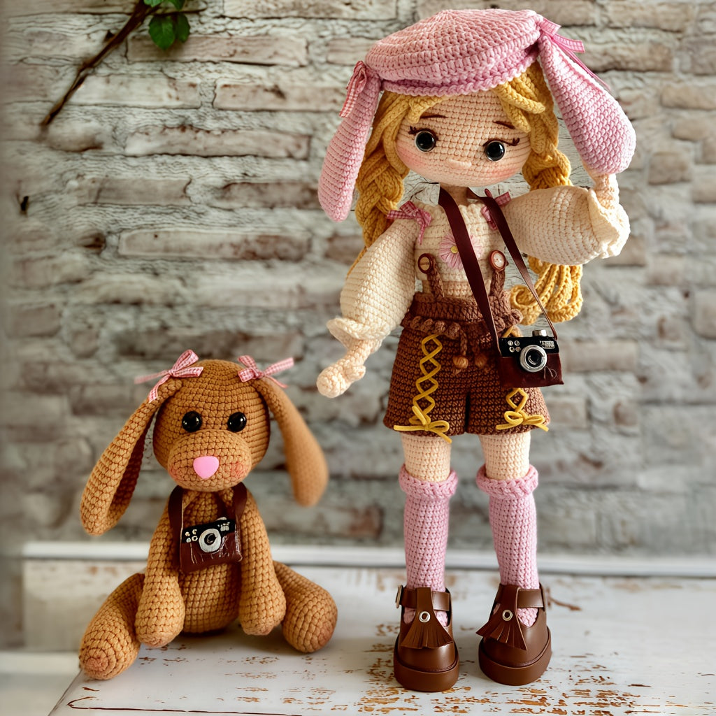 2pcs Princess Crochet Kit for Beginners, Beginner Crochet Kit for Adults with Step-by-Step Text Tutorials, Dog and Girl DIY Crafts for Adults, Birthday Festival Gifts, Cute Funny Modern Home Decorative Ornaments
