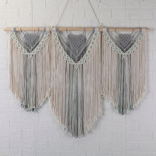 Handwoven Bohemian Style Hemp Rope Tapestry - Large Cotton Decorative Indoor Striped Woven Fabric Wall Art，Decorate the living room and bedroom with a love theme