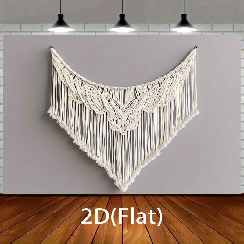 1pc Boho Macrame Wall-mounted Background，With intricate nodular tassels and elegant brick wall design - Polyester Material，Perfect for birthday parties、Outdoor Celebrations and Festivals - No Electricity Required，Holiday Decoration | Boho Chic Decoration