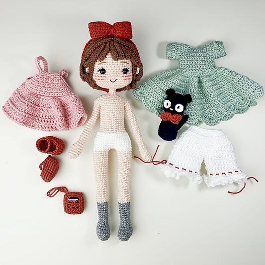 1 Set Princess Beginner Crochet Kit, Adult Crochet Set with Step-by-Step Text Tutorial, Cat and Girl DIY Weaving Kit, Cute and Interesting Home Decoration Ornaments, Birthday Valentine'S Day Holiday Gift