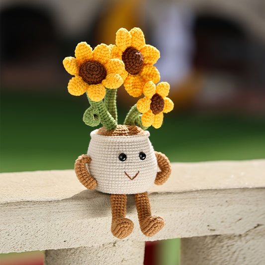 Complete Sunflower Crochet Kit with Video Tutorial - Adult DIY Handmade material，Including fabric