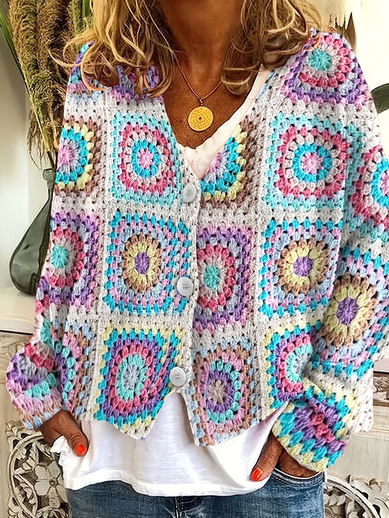 Handcrafted Knitted Floral Sweater