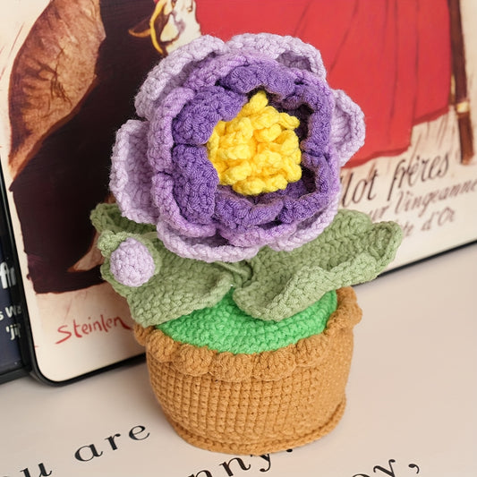 1Handwoven Peony Potted Plant，Cozy Home Decor，Wedding Favor Gifts，Suitable for Office、Living Room、Bedroom - Gift for Wife、Mother、A thoughtful gift for my girlfriend（Birthday、Christmas、Thanksgiving Day、Valentine's Day）