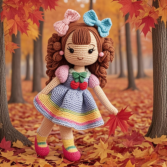 1 Piece Set Suitable for Crochet Enthusiasts，Bow Girl. DIY Crochet Kit，Including knitwear、Crochet、Complete DIY Handmade Suit，With crochet tutorial steps，It's the best handmade gift for friends or besties