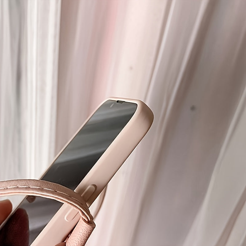 Suitable for Apple16/14 Pro Max Pink Floral Wristband Phone Case，Suitable iPhone 13and New12Crossbody Design。