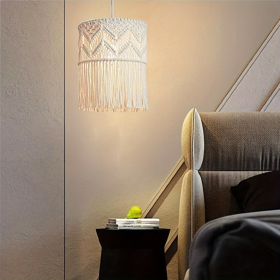 1Pieces Bohemian Style Hanging Ornament Hand Woven Tassel Pendant Light Decorative Lamp Shade - Does not include lights