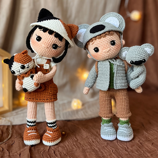1 Set Beginner Crochet Kit for Adults, with Step-by-Step Text Tutorial, DIY Crochet Kit for Boys and Girls, Featuring Cat and Koala, Adorable and Fun Home Decor Ornaments, Perfect for Birthday and Valentine'S Day Gifts