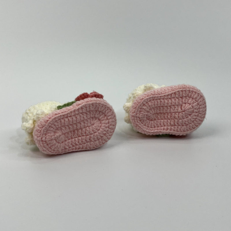 Customized products Handmade Crochet Flower Decorated Baby Shoes Cute Baby Shoes