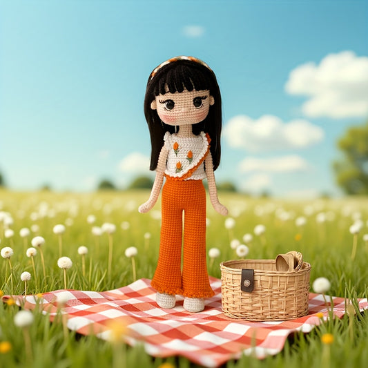 1Pieces/Set，Amigurumi Adult Crochet Handcraft DIY，Sweet Style Long Hair Goddess，Suitable for experienced crochet enthusiasts，Includes everything needed for crochet，Paper English Basic Knitting Tutorial Manual，Exquisite gift packaging bags，Healing Series C
