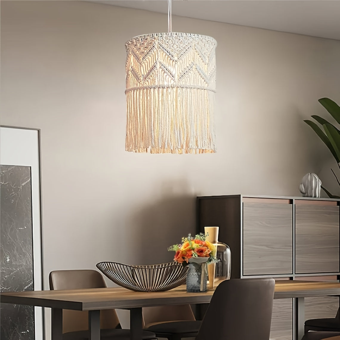 1Pieces Bohemian Style Hanging Ornament Hand Woven Tassel Pendant Light Decorative Lamp Shade - Does not include lights