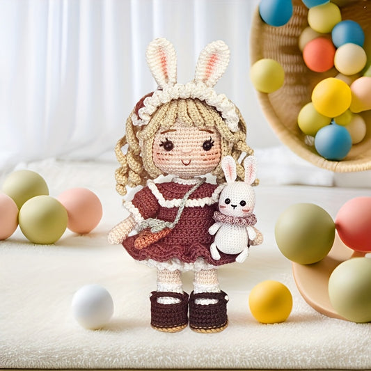 1Pieces/Set，Amigurumi Adult Crochet Handcraft DIY，Rabbit Ear Princess Magic Manor，Suitable for Beginners，Includes everything needed for crochet，Paper English Basic Knitting Tutorial Manual，Exquisite gift packaging bags，Healing Style Character Figurines，Su