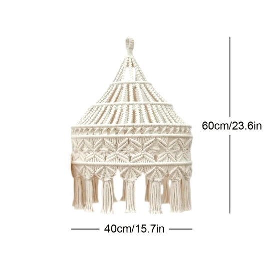 Bohemian Style Handwoven Tassel Lampshade - Large Decorative Hanging Lampshade，No Battery Required（Does not include lamp body），Handmade，Chandelier