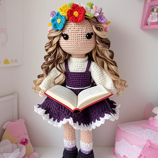 1Princess Beginner Crochet Kit，Crochet Kit for Adults，With Step-by-Step Textual Tutorial，Girl in Purple Dress DIY Adult Crafts，Birthday and holiday gifts，Cute and Fun Modern Home Decor Ornaments