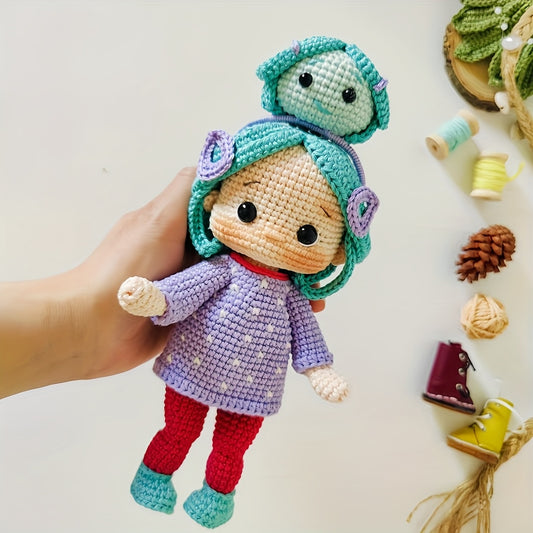 2Pieces/Set，Beginner DIY Crochet Hook Set（Non-Finished Product），Girl with Headband Crochet Kit，Funny Girl Knitting Kit，Adjustable Headband，Comes with step-by-step video tutorials，DIY Birthday Gift、Thanksgiving Gift、Wedding Decorations，Indoor Decorations！