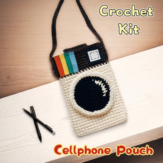 1Beginner Crochet Kit for Phone Bag，Includes English instructional videos，Adult Crochet Tools，Birthday Gift、Party Gift、Christmas Gift