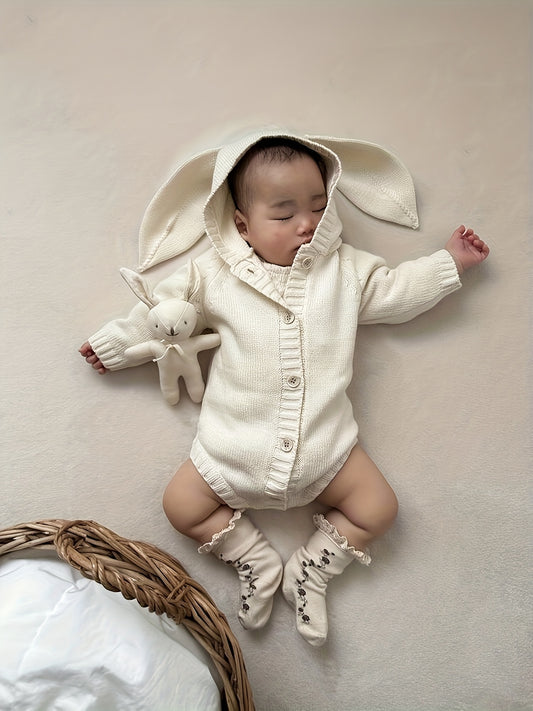 Spring and Autumn New Korean Style Baby Clothes ins Wind Bunny Style Children's Jumpsuit Baby Knit Sweater（without Accessories）