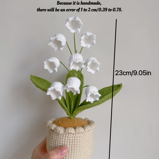 1pc Crochet Lily of the Valley Potted Plant Artificial Greenery Home Decoration A Heartfelt Birthday Holiday Gift Home Living Room Decoration Hanukkah Thanksgiving Valentine's Day，Wedding Exhibition Decoration
