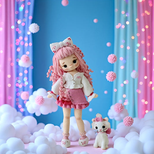 Beginner Crochet Kit - DIY Amigurumi DIY Kits，Features are princesses and cats，Including detailed PDF Guide - Year-round Fabric and Yarn Crochet Supplies - Perfect for adults - Perfect for decoration and holiday gifts