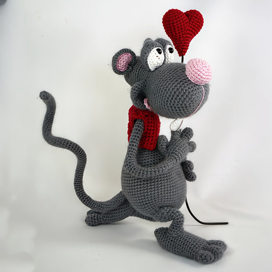 1Crochet Kit for White Mouse DIY Material Set - Crochet Enthusiast's Amigurumi Crochet Kit - Handmade DIY Mouse Pattern Crochet Kit - Adults Only - Includes complete instruction manual - A Must-Have Crochet Kit for Handicraft Enthusiasts - Crochet Kit for