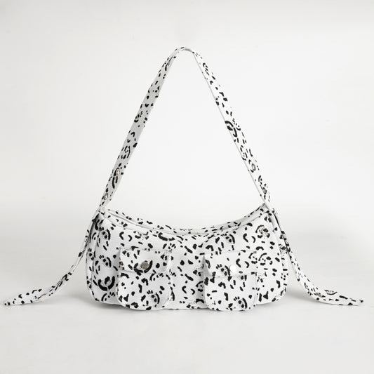Three-Color Leopard Print Crossbody Bag ins Wind2025New Trendy Cool Retro Street Style Women's Bag Leopard Print Cotton Canvas Bag