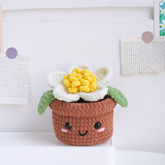 1Crochet Kit for Beginners with Potted Plants，Crochet Kit for Adults，With Step-by-Step Textual Tutorial，Floral Sunflower DIY Adult Crafts，Birthday Valentine's Day Holiday Gifts，Cute and Fun Modern Home Decor Ornaments