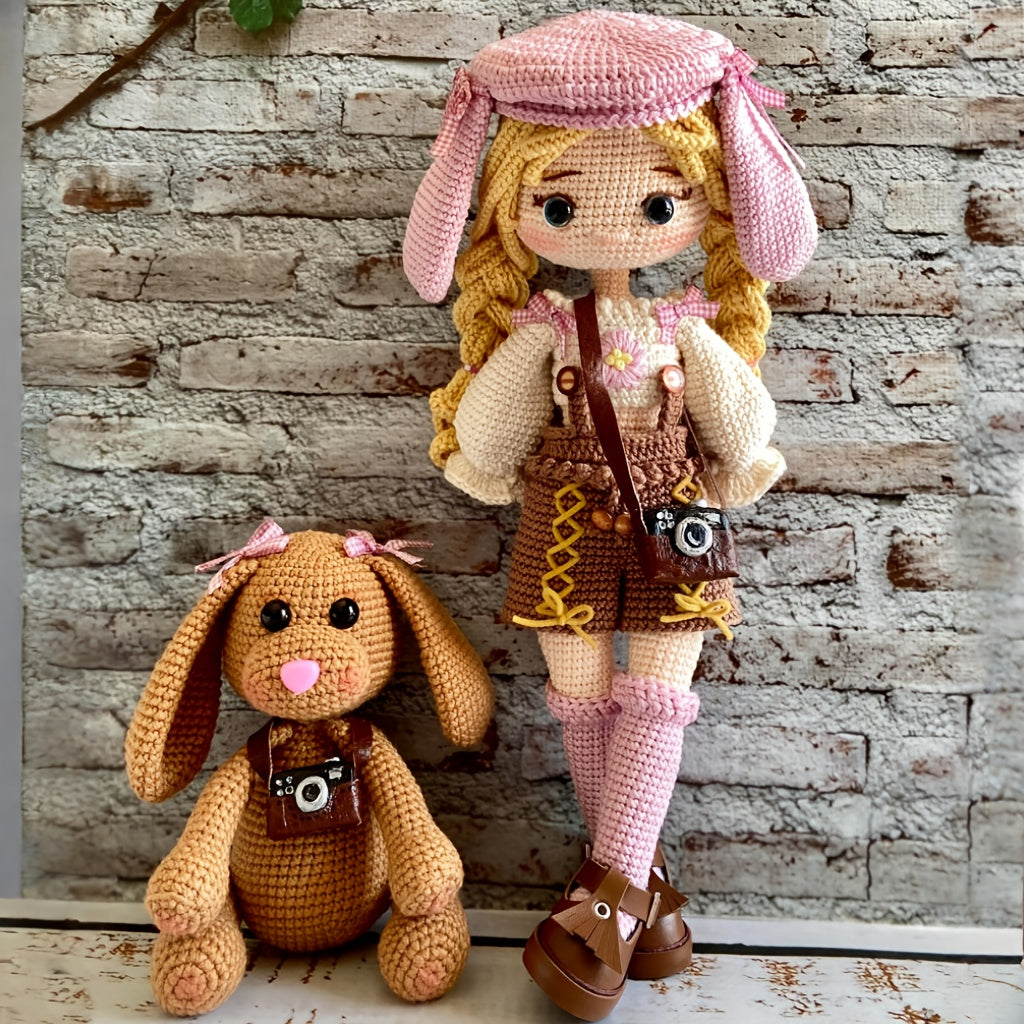 2pcs Princess Crochet Kit for Beginners, Beginner Crochet Kit for Adults with Step-by-Step Text Tutorials, Dog and Girl DIY Crafts for Adults, Birthday Festival Gifts, Cute Funny Modern Home Decorative Ornaments