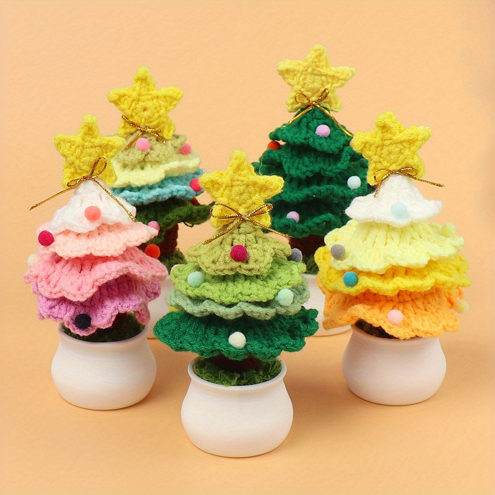 Hand Woven Christmas Tree Potted Plant Tabletop Decoration - Celebration，No Electricity Required。