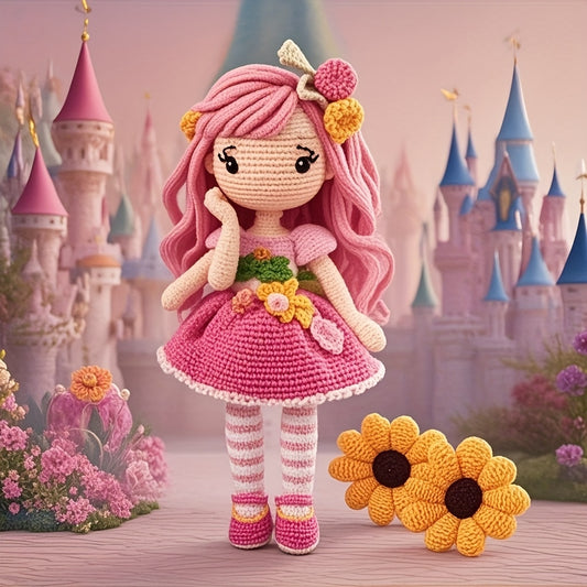 1 Set Princess Beginner Crochet Kit with Step-by-Step Text Tutorial - Strawberry Girl DIY Knitting Set, Adorable Spring & Summer Home Decor, Ideal for Birthdays & Valentine'S Gifts, All Seasons Fabric Craft, Birthday Gift|Playful Design|Detailed Instructi