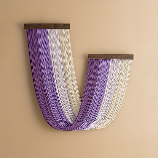 1Pieces Macrame Wall Hanging Bohemian Style Wall Tassel Tapestry Handmade Wooden Tassel Background Wall Hanging Decoration That Flutters with the Wind Living Room Bedroom Office Wall Tapestry