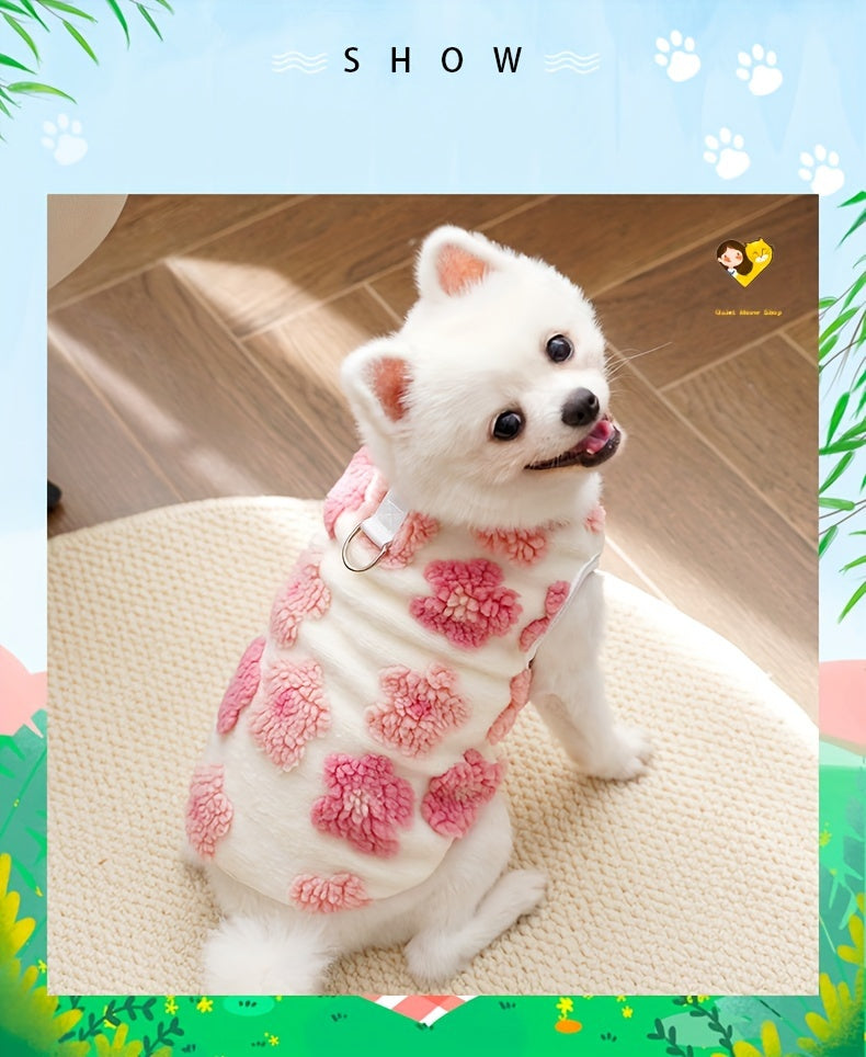 plaid Floral Fuzzy Double Layer Pet Vest，Suitable for Small to Extra Small Size Dogs and Cats - Keep Warm、Non-waterproof Autumn and Winter Clothing，With snap button，green/purple、Blue/Pink、Brown/Orange Optional，Pet Winter Clothing|Fashion Pet Clothing|Snap