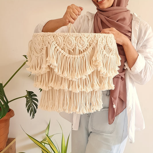 Handmade Bohemian Tassel Pendant Lampshade - Art Fabric Decorative Lighting，Exquisite Crochet Design，Easy to Install，No Battery Required，Multifunctional Home Decor，Wireless Lighting Accessories，Edge Curling Art Decoration