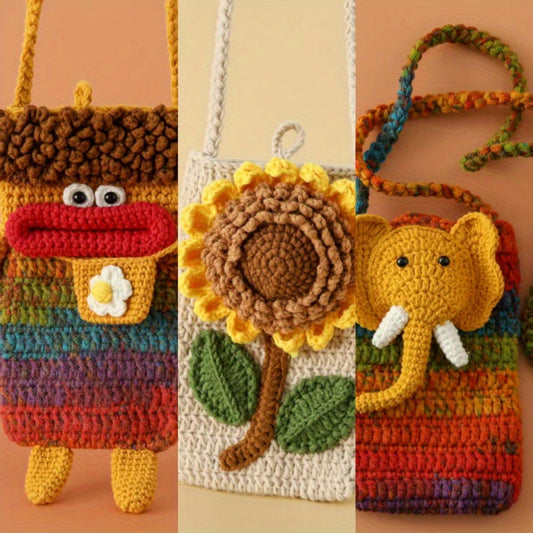 Handwoven Quirky Phone Bag Knitted Crossbody Bag Woven Coin Purse ID Bag