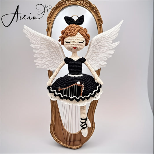 Beautiful Girl Wearing Black Ballet Dance Costume with Black Bow on Head，Adult DIY Crochet Kit with Yarn、Hook and Step-by-Step Video Tutorial，Home Decor and Birthday/Valentine's Day gift of choice